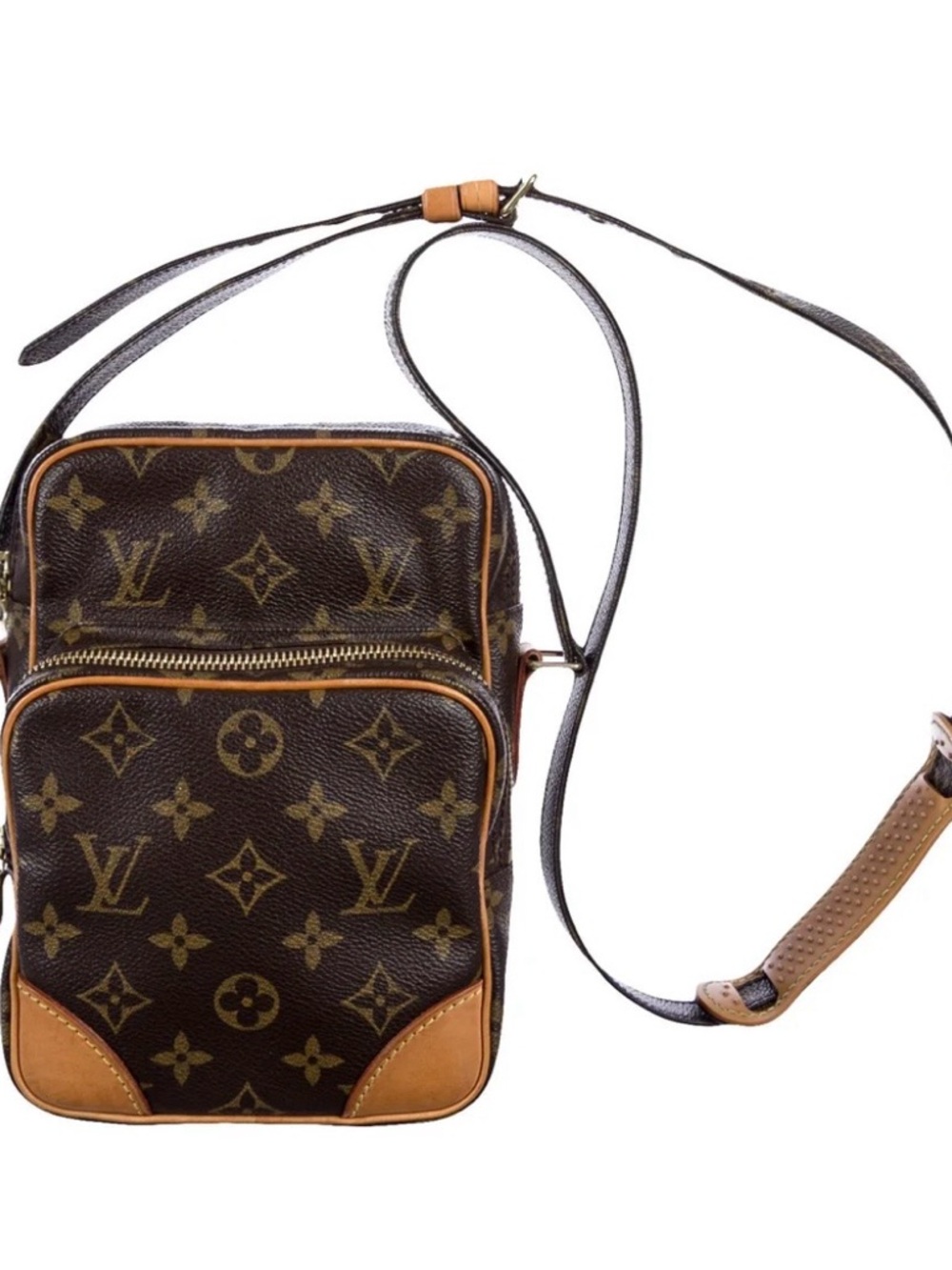Louis Vuitton Brown Monogram Canvas Crossbody Belt Bag with Tan Trim